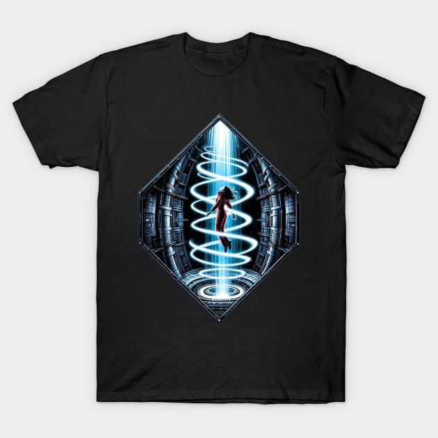 Cosmic Traveler Ascending Through a Vortex of Light - Sci-fi T-Shirt by Fenay-Designs